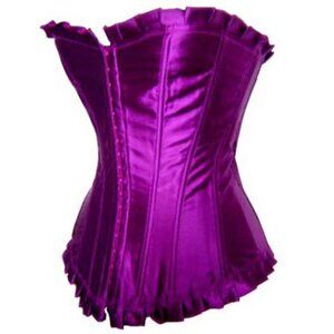 Purple Satin Ruffled Corset Set - NEW